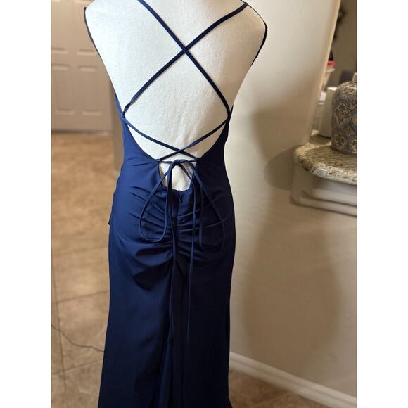 Galina Signature Navy Blue Formal Gown Crisscross back Size 4 NEW MSRP $189 - Picture 7 of 16